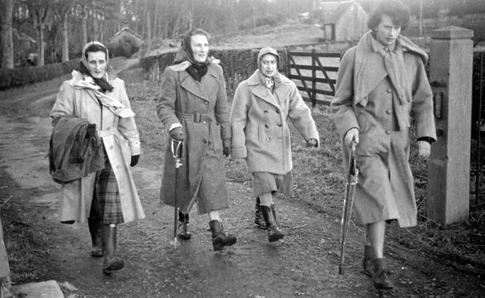 Framed Print : Princess Margaret with three friends for a walk on her cousin the Master of Elphinstones