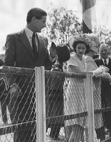 Princess Margaret and Group Captain Peter Townsend photographed at Kimberley during Royal