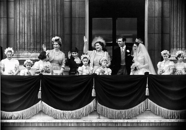 Princess Margaret and her husband Anthony Armstrong Jones on the balcony of Buckingham