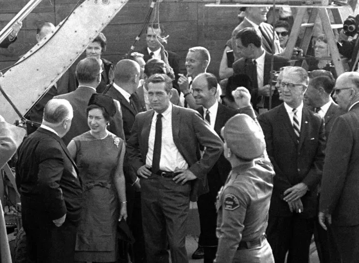 Framed Print : Princess Margaret and Lord Snowdon on set in Hollywood with Paul Newman Framed Print : Princess Margaret and Lord Snowdon on set in Hollywood with Paul Newman