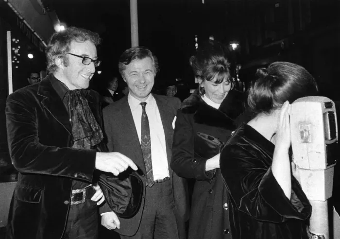 Framed Print : Princess Margaret outside Ronnie Scotts Jazz Club - January 1970 with Peter Sellers