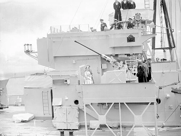 Princess Margaret seen here aboard a Royal Navy destroyer at Fleetwood July 1954