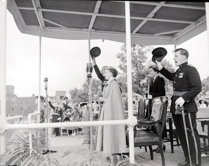 Framed Print : Princess Margaret seen here reviewing the soldiers of the Suffolk Regiment July
