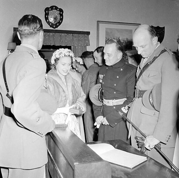 Princess Margaret seen here visiting The 3rd Kings Own Hussars at Epsom Barracks