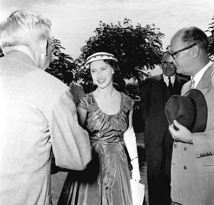 Framed Print : Princess Margaret smiling and shaking hands February 1955 during a visit to Africa Framed Print : Princess Margaret smiling and shaking hands February 1955 during a visit to Africa