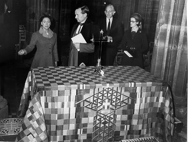Princess Margaret visits Glasgow Cathedral. She is pictured with Minister Rev