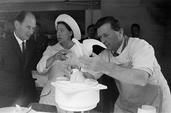 Princess Margaret visits Stoke on Trent. Pictured, Princess Margaret watching pottery