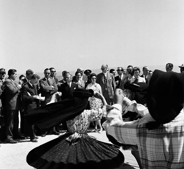 Princess Margaret watches traditional dancing during her visit to Nazare Portugal
