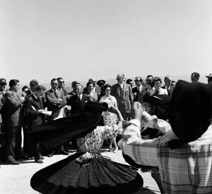 Framed Print : Princess Margaret watches traditional dancing during her visit to Nazare Portugal Framed Print : Princess Margaret watches traditional dancing during her visit to Nazare Portugal