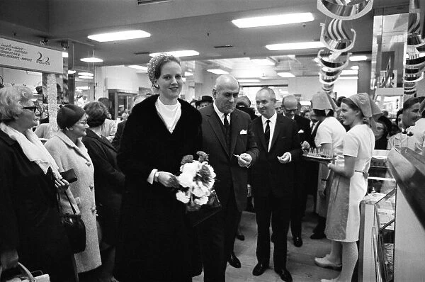 Princess Margrethe of Denmark visiting the Danish Food Centre in Manchester