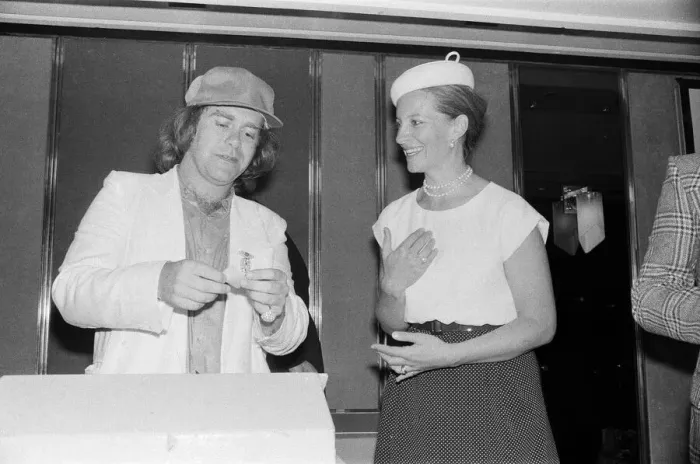 Framed Print : Princess Michael of Kent and Elton John at the Music Therapy Charity Luncheon