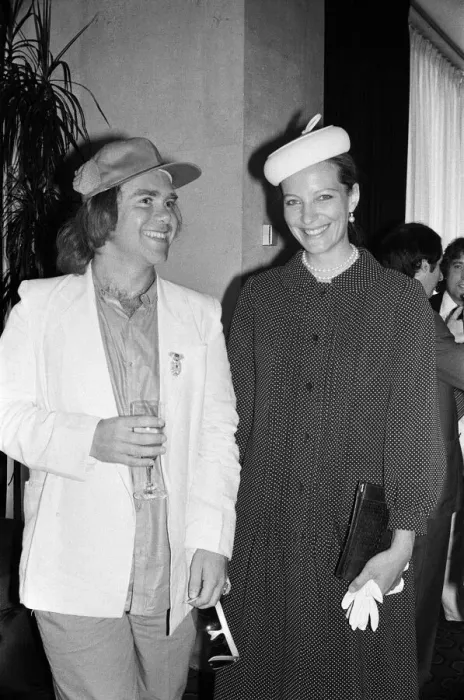 Framed Print : Princess Michael of Kent and Elton John at the Music Therapy Charity Luncheon