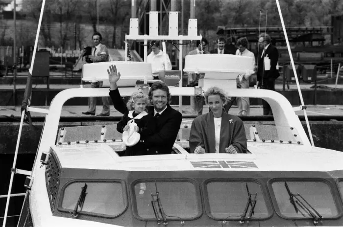 Framed Print : Princess Michael of Kent helps Richard Branson launch the Virgin Atlantic Challenger II Framed Print : Princess Michael of Kent helps Richard Branson launch the Virgin Atlantic Challenger II