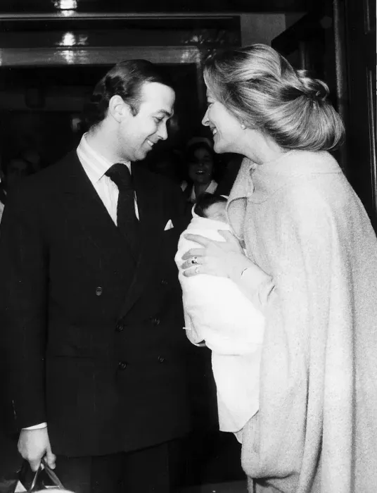 Framed Print : Princess Michael OF Kent presents baby son Frederick to father Prince Michael OF Kent Framed Print : Princess Michael OF Kent presents baby son Frederick to father Prince Michael OF Kent