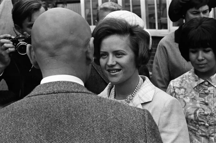 Framed Print : Princess Muna al-Hussein of Jordan is shown around Elstree Studios. 26th July 1966 Framed Print : Princess Muna al-Hussein of Jordan is shown around Elstree Studios. 26th July 1966