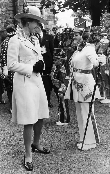 The Princess Royal meets Drum Majorette Sylvia Moran, of the Washington Grey