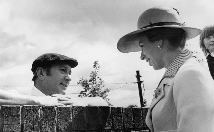 Framed Print : The Princess Royal, seen here enjoying an over the wall chat with a Washington resident Framed Print : The Princess Royal, seen here enjoying an over the wall chat with a Washington resident