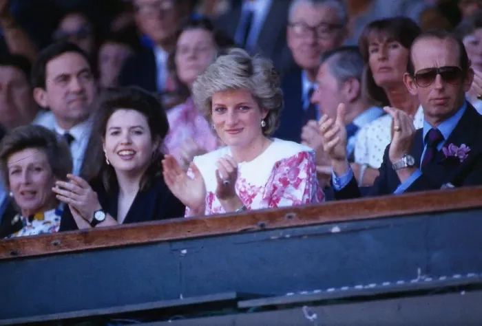 Framed Print : Princesss Diana Princess of Wales applauding at the mens tennis final at Wimbledon with Framed Print : Princesss Diana Princess of Wales applauding at the mens tennis final at Wimbledon with