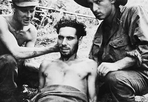 Private C. White after killing five Japanese soldiers who attacked his Bren gun post