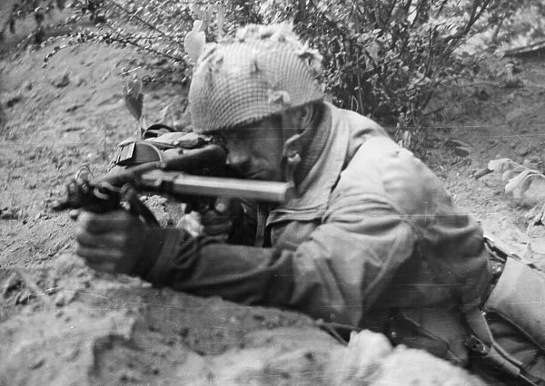Private J. Connington of Selby, Yorkshire fighting with the 1st Allied Airborne Army in