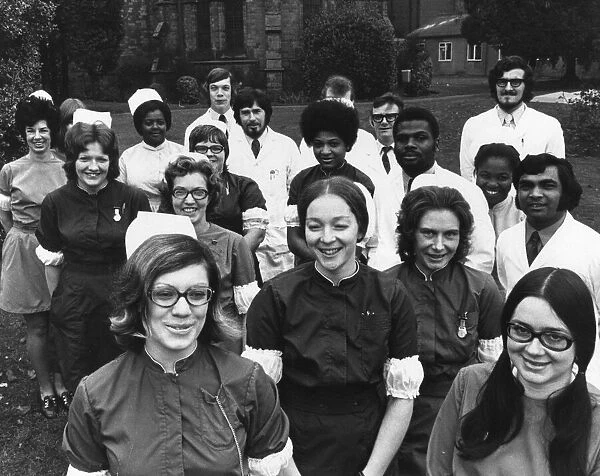 Prize winning students at Rubery Hill Hospital, Birmingham, including front left to right