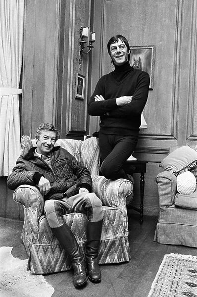 Professional jockey Lester Piggott with horse trainer Henry Cecil at Warren Place