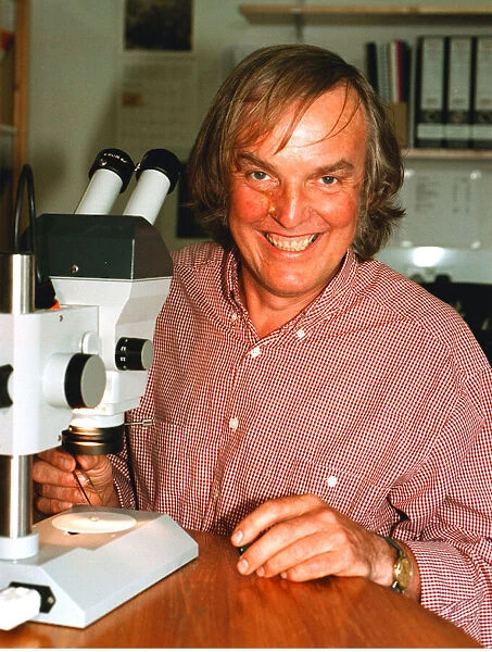 Professor Colin Pillinger with a sample of the Meteorite from Mars The first potentially