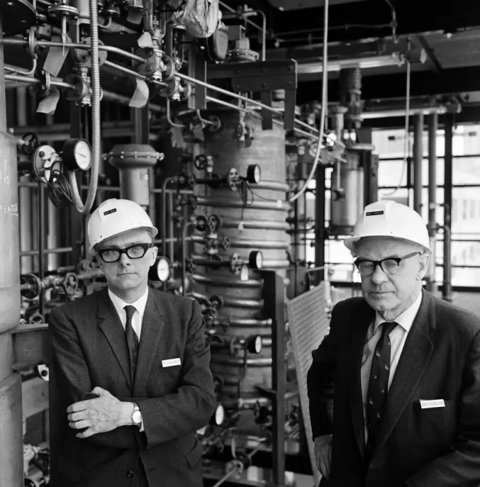 Framed Print : Professor F. Morton and Professor T. Ross at the Chemical Building Framed Print : Professor F. Morton and Professor T. Ross at the Chemical Building
