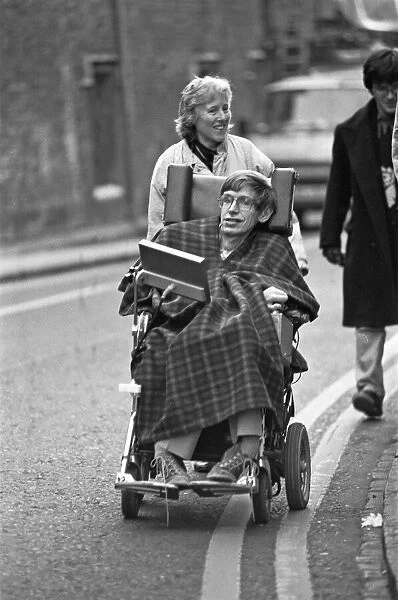 Professor Stephen Hawking, out and about in Cambridge December 1990Professor Stephen