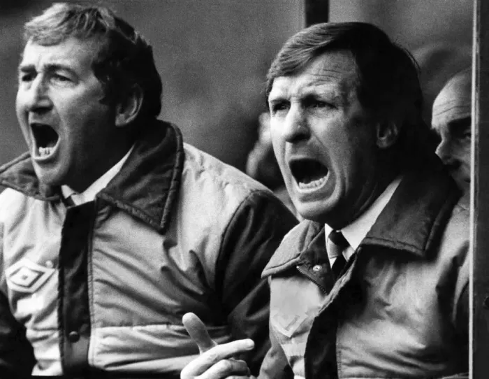 Framed Print : Promotion Blues!... Manchester City manager Billy McNeil (right Framed Print : Promotion Blues!... Manchester City manager Billy McNeil (right