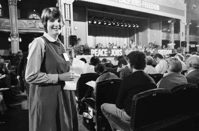 Framed Print : Prospective Labour member of Parliament Harriet Harman attending the Labour Party Framed Print : Prospective Labour member of Parliament Harriet Harman attending the Labour Party