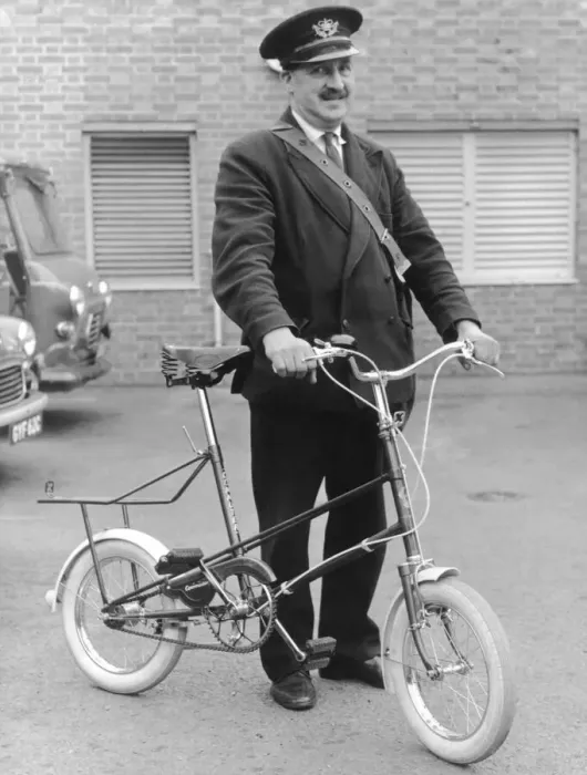 Framed Print : Two prototype mini-bikes, isued to Stratford-on-Avon Post Office to see if they were any