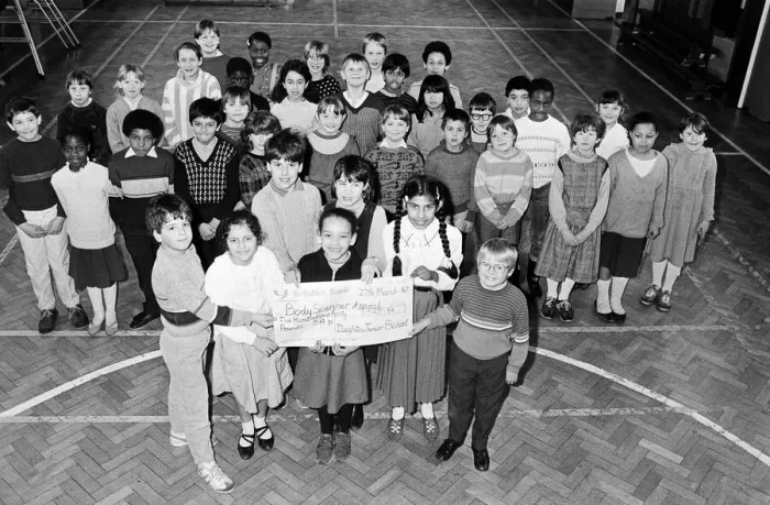 Framed Print : Proving they have a good head for figures are these children from Deighton Junior School