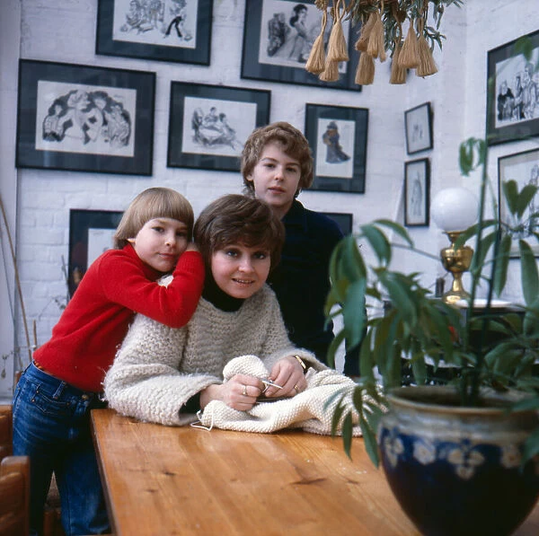 Prunella Scales, Actress, January 1980. Pictured with children, Samuel West & Joe West