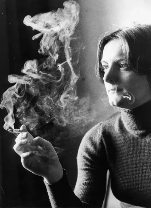 Framed Print : Psychology student Adrianne Little smoking a cigarette Framed Print : Psychology student Adrianne Little smoking a cigarette