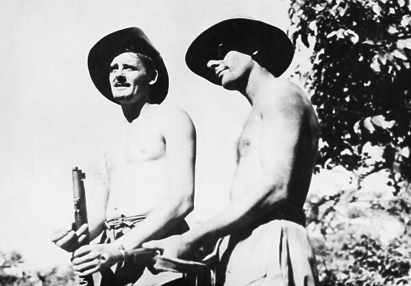 Pte. Price and Sgt. E. Parry, part of the 36th British Division in Burma (Myanmar)