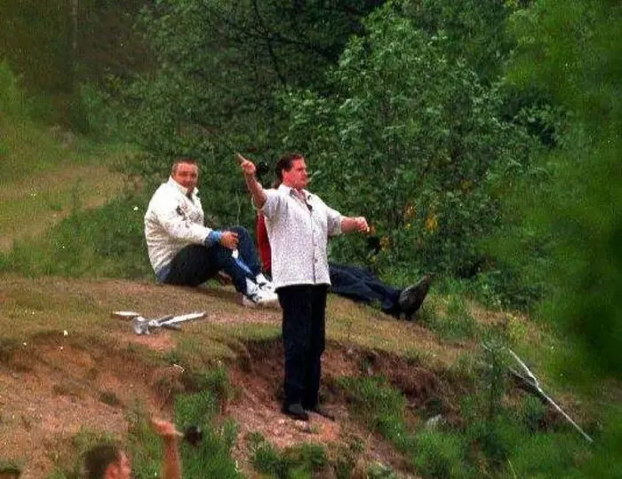 : Pual Gascoigne fishing near Dumfries May 1994 : Pual Gascoigne fishing near Dumfries May 1994