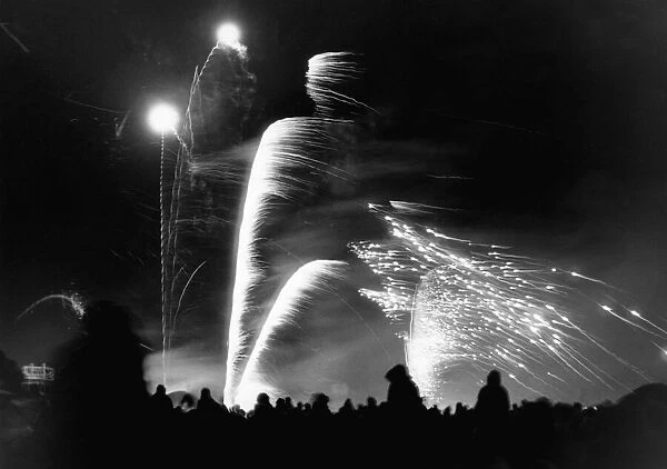 Public display of fireworks at Walton Hall Park. 5th November 1988