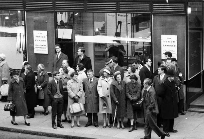 Framed Print : Public waiting to see Lord Snowdon, (Anthony Armstrong Jones) Framed Print : Public waiting to see Lord Snowdon, (Anthony Armstrong Jones)