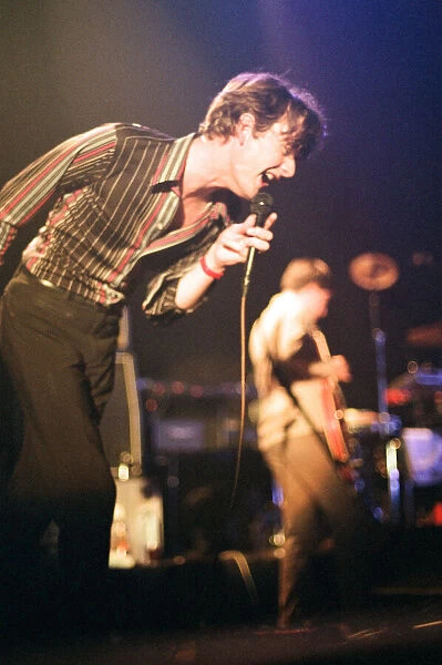 Pulp play the Clickimin Centre, Shetland, 13th August 1996. Lead Singer, Jarvis Cocker