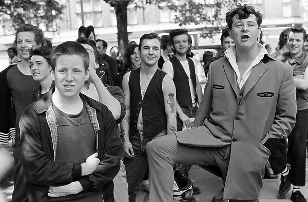 Punk Rocker and Teddy Boy youths in Kings Road, London. Pictured, Teddy Boys