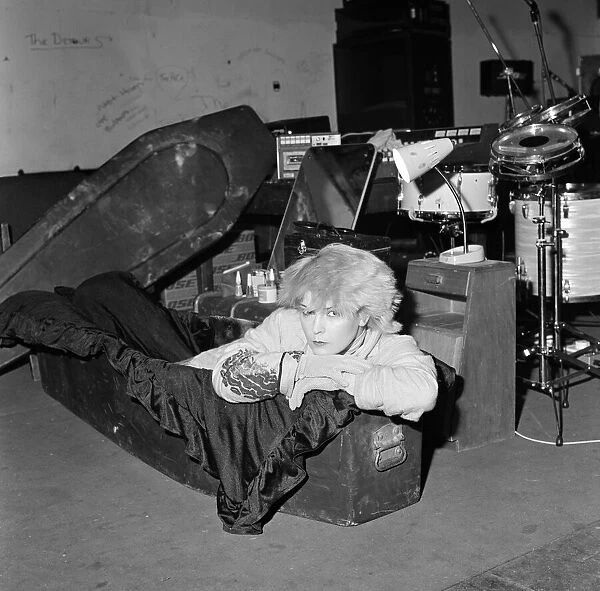Punk singer and actress Toyah Willcox sleeping in her coffin in Battersea, London