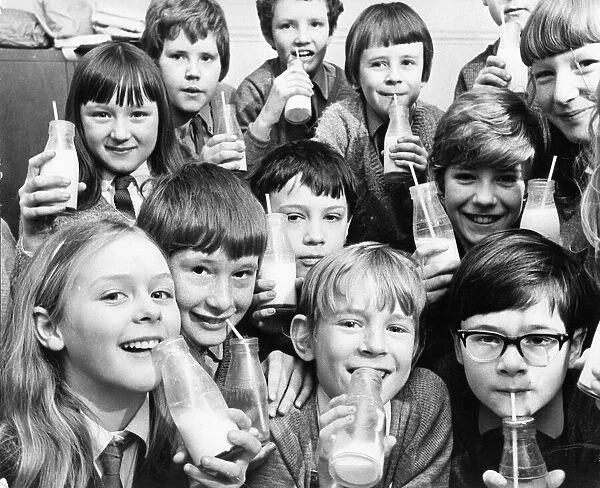 Pupils enjoying the free school milk