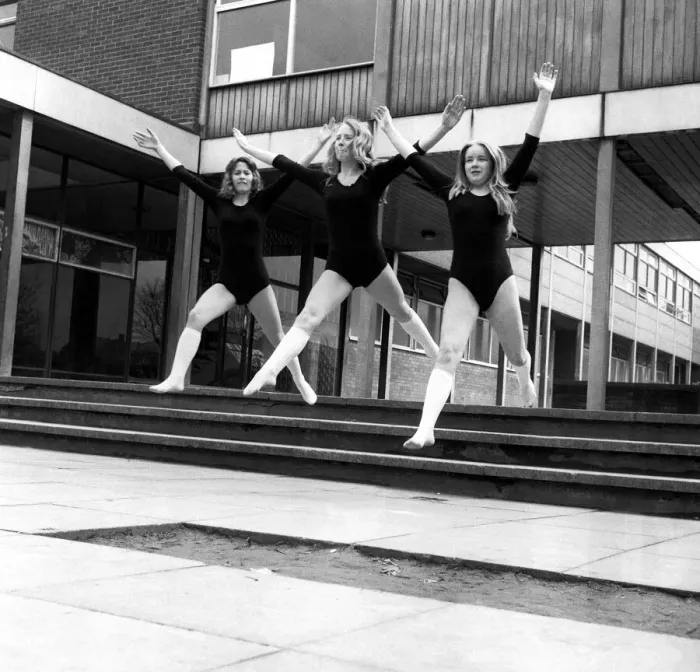 Framed Print : Pupils from Guide Post School in Northumberland 26 April 1975 - these girls same to be