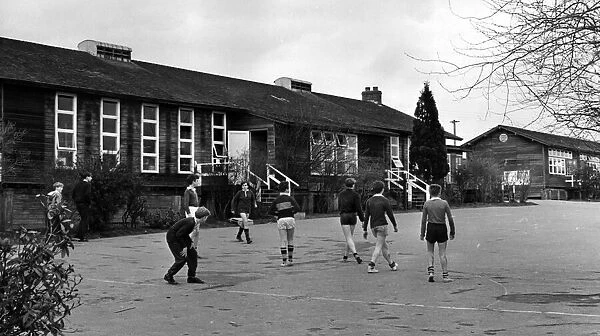 Pupils in the playground at City of Coventry Boarding School in Cleobury Mortimer