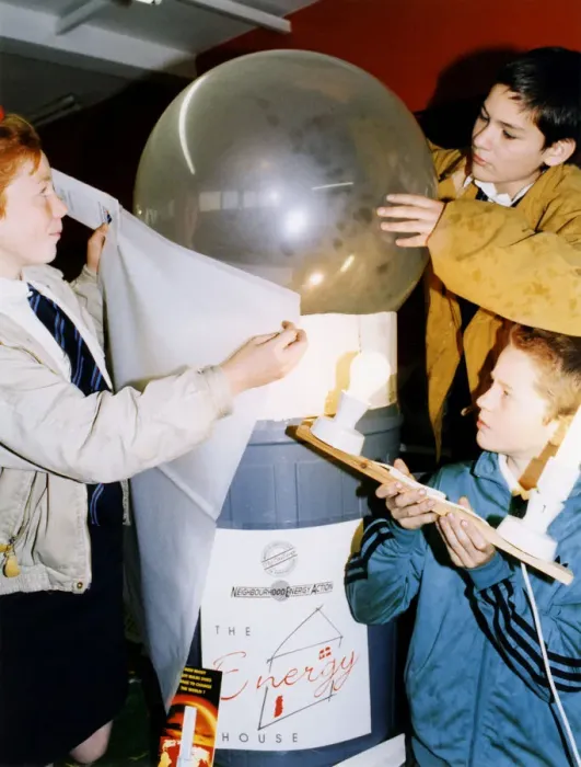 Framed Print : Pupils from St Antonys School help make a giant bulb which is to be useds a central Framed Print : Pupils from St Antonys School help make a giant bulb which is to be useds a central