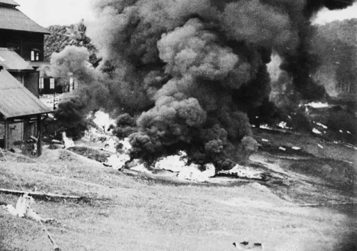 Framed Print : Pursuing a scorched earth'policy the British forces in Malaya have burnt Framed Print : Pursuing a scorched earth'policy the British forces in Malaya have burnt