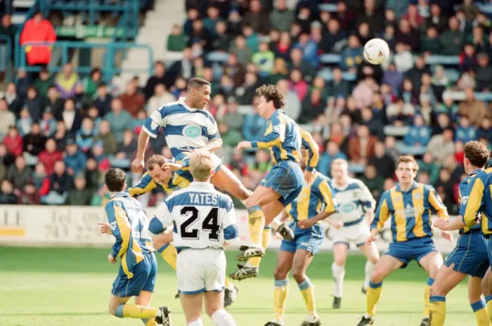 Framed Print : QPR 0-4 Leeds United, premier league match action, Loftus Road, Monday 4th April 1994