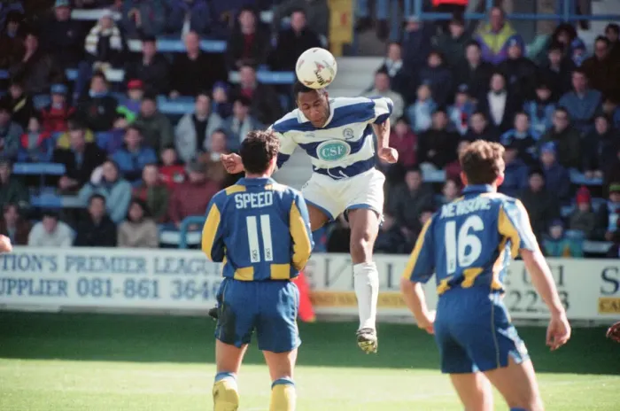 Framed Print : QPR 0-4 Leeds United, premier league match action, Loftus Road, Monday 4th April 1994 Framed Print : QPR 0-4 Leeds United, premier league match action, Loftus Road, Monday 4th April 1994