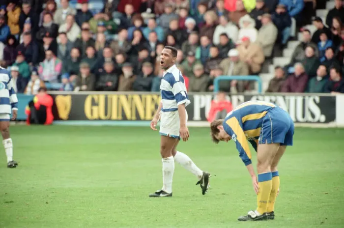 Framed Print : QPR 0-4 Leeds United, premier league match action, Loftus Road, Monday 4th April 1994 Framed Print : QPR 0-4 Leeds United, premier league match action, Loftus Road, Monday 4th April 1994